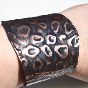 Leopard Zebra Soiid Copper Cuff Bracelet Handmade